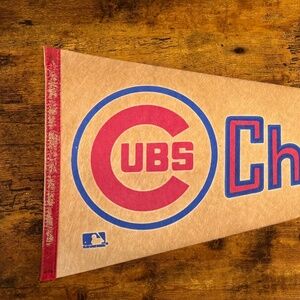 Vintage MLB Chicago Cubs pennant aged